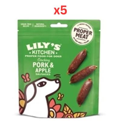 Lily's Kitchen Cracking Pork & Apple Sausages Dog Treats 70G (Pack Of 5) Lily's Kitchen Cracking Pork & Apple Sausages Dog Treats 70G (Pack Of 5)