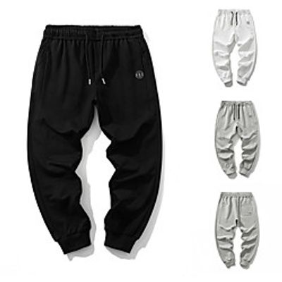 Men's Track Pants Athletic Bottoms Drawstring Elastane Summer Fitness Gym Workout Jogging Moisture Wicking Breathable Normal Sport Solid Colored White Black Grey  Micro-elastic  Full Length Lightinthebox