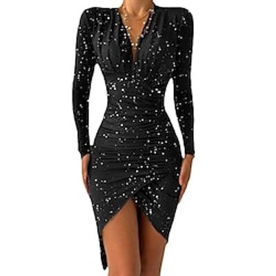 Women's Semi Formal Party Dress Wedding Guest Dress Corset Dress Cocktail Dress Sheath Dress Mini Dress claret Gray gray Black Long Sleeve Pure Color Split Winter Fall Spring Deep V 2023 S M L XL miniinthebox
