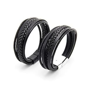 multi-layer men's jewelry ethnic style retro alloy magnetic buckle leather bracelet Lightinthebox