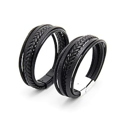 multi-layer men's jewelry ethnic style retro alloy magnetic buckle leather bracelet Lightinthebox