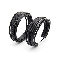 multi-layer men's jewelry ethnic style retro alloy magnetic buckle leather bracelet Lightinthebox - thumbnail