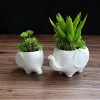 Elephant Cute Creative Pots Garden Decor Ceramic Ornaments Crafts Handmade Flower Plant Bottle Pot
