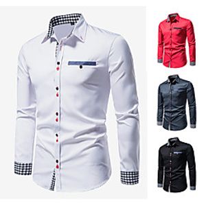 Men's Shirt non-printing Color Block Plus Size Patchwork Long Sleeve Casual Tops Business Basic White Black Red Lightinthebox