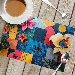 1PC Floral Placemat Table Mat 12x18 Inch Table Mats for Party Kitchen Dining Decoration Lightinthebox