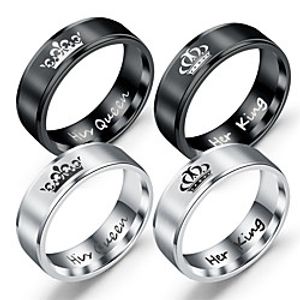 titanium steel retro crown ring queen king queen jewelry Lightinthebox