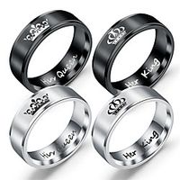 titanium steel retro crown ring queen king queen jewelry Lightinthebox - thumbnail