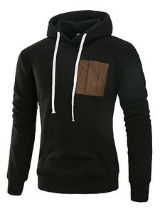 Contrast Patch Pocket Men Hoodie