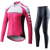 21Grams Women's Long Sleeve Cycling Jersey with Tights Summer Spandex Rose Red Stripes Bike Quick Dry Moisture Wicking Sports Stripes Mountain Bike MTB Road Bike Cycling Clothing Apparel  Stretchy Lightinthebox - thumbnail