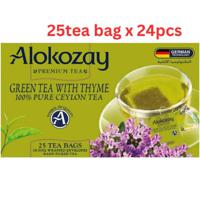 Alokozay Green Tea With Thyme - 25 Tea Bags In Foil Wrapped Envelopes X 24