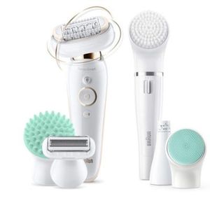 Braun Silk Epil 3D Beauty Set Epilator Flexible Head +7 Extras Incl. Facial Epilator & Pouch, White - SES93003D