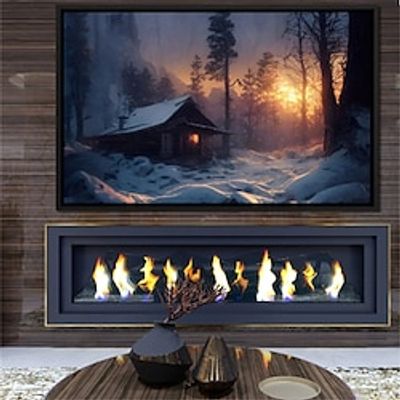 Landscape Wall Art Canvas Warm Cabin Covered in Snow Prints and Posters Landscape Pictures Decorative Fabric Painting For Living Room Pictures No Frame miniinthebox