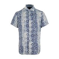 Snake Skin Pattern Abstract Men's Shirt Daily Wear Going out Weekend Autumn  Fall Turndown Short Sleeves Navy Blue, Blue, Brown S, M, L 4-Way Stretch Fabric Shirt Lightinthebox - thumbnail