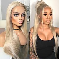 Synthetic Lace Wig Straight Style 24 inch Blonde Silky Straight 13x4 Lace Front Wig All Wig Light Blonde Lightinthebox