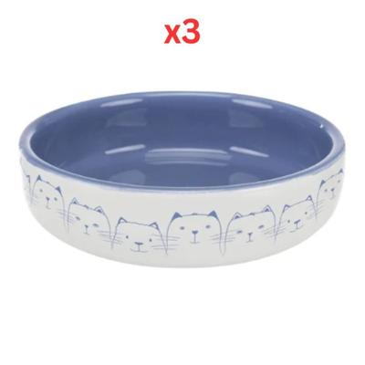 Trixie Ceramic Blue & Cream Cat Bowl for Short-Nosed Breeds Blue 300ml (Pack of 3) Trixie Ceramic Blue & Cream Cat Bowl for Short-Nosed Breeds Blue 300ml (Pack of 3)