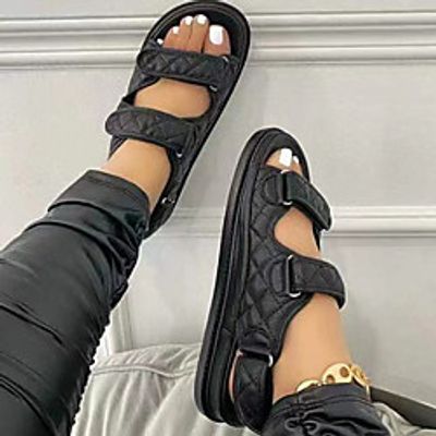 Women's Sandals Sporty Sandals Wedge Heel Round Toe PU Solid Colored White Light Red Black miniinthebox