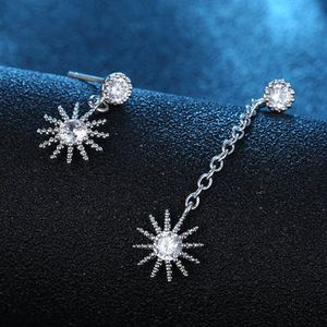 Sunflower Zirconia Asymmetric Earrings