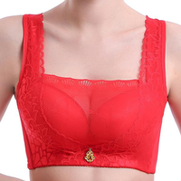 Sexy Lace-trim Embroidery Gather Breathable Bando Vest Bra