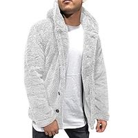 mens hooded jacket 2021 fuzzy sherpa fleece warm casual solid fashion simple open front cardigan winter coat plus size winter loose big and tall outwear miniinthebox - thumbnail