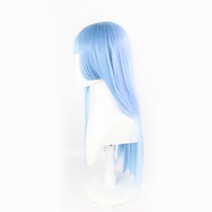 conjure back anime character wig miwa kasumi cos wig special blue long straight hair oblique bangs miniinthebox
