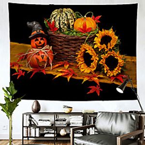 Halloween Wall Tapestry Art Decor Blanket Curtain Hanging Home Bedroom Living Room Decoration(Psychedelic Haunted Scary Pumpkin Skull Skeleton Bat Castle Grim Reaper Polyester miniinthebox