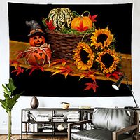 Halloween Wall Tapestry Art Decor Blanket Curtain Hanging Home Bedroom Living Room Decoration(Psychedelic Haunted Scary Pumpkin Skull Skeleton Bat Castle Grim Reaper Polyester miniinthebox - thumbnail