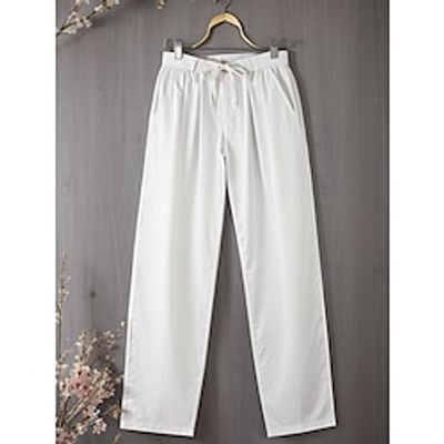 Women's Pants Trousers Straight Full Length Cotton And Linen Pocket High Waist Basic Casual Daily Wear Weekend White S M Summer Spring Lightinthebox Women's Pants Trousers Straight Full Length Cotton And Linen Pocket High Waist Basic Casual Daily Wear Weekend White S M Summer Spring Lightinthebox