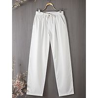 Women's Pants Trousers Straight Full Length Cotton And Linen Pocket High Waist Basic Casual Daily Wear Weekend White S M Summer Spring Lightinthebox - thumbnail