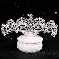 Retro Sweet Rhinestone  Alloy Crown Tiaras with Crystal  Rhinestone  Split Joint  Trim 1 PC Wedding  Party  Evening Headpiece Lightinthebox - thumbnail