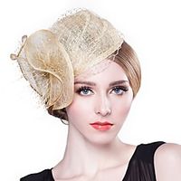 Elegant Retro Flax Fascinators with Flower / Solid 1 Piece Special Occasion / Party / Evening Headpiece miniinthebox - thumbnail