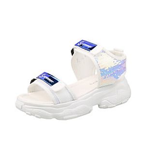 Women's Sandals Flat Heel Round Toe Booties Ankle Boots Daily Home PU Sequin White Black Lightinthebox