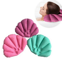PVC Comfortable Inflatable Soft Shell Shape Bath Pillows Suction Cup Bathtub Pillows