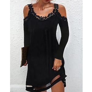 Women's Sheath Dress Short Mini Dress Black Long Sleeve Pure Color Ruched Mesh Fall Winter Spaghetti Strap Stylish Modern 2022 S M L XL 2XL 3XL Lightinthebox