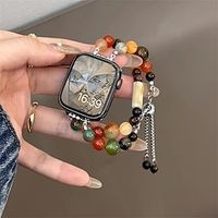 Natural Crystal Jade Bracelet Compatible With IWatch Band 38mm 40mm 41mm 42mm 44mm 45mm 49mm Ultra Women, Fashion Handmade Elastic Stretch Strap For IWatch Series SE 9 8 7 6 5 4 3 2 1 Watch Wristband miniinthebox - thumbnail