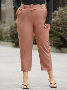 YOINS Plus Size Khaki Belt Design Pants
