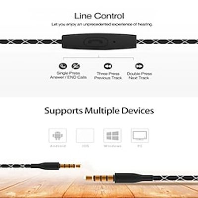 T-300 3.5mm wired earbuds Stereo Bass Sports headphones Wired hands-free with microphone Lightinthebox