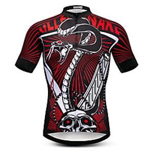 21Grams Men's Short Sleeve Cycling Jersey Summer Spandex Polyester Black  Red Sugar Skull Skull Snake Bike Jersey Top Mountain Bike MTB Road Bike Cycling Quick Dry Moisture Wicking Breathable Sports Lightinthebox