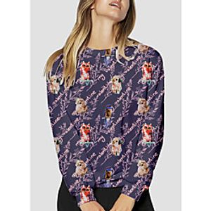 Women's Sweatshirt Pullover Plants Text Animal Print Daily Sports 3D Print Active Streetwear Hoodies Sweatshirts  Gray miniinthebox