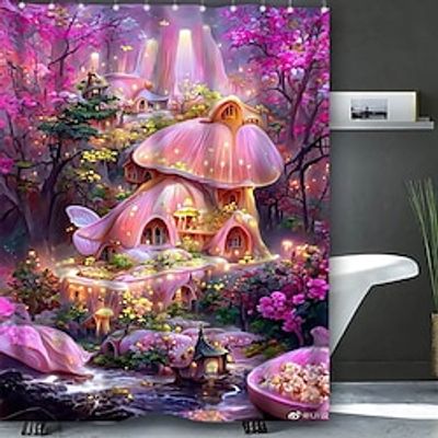 Bathroom Deco Shower Curtain with Hooks Bathroom Decor Waterproof Fabric Shower Curtain Set with12 Pack Plastic Hooks miniinthebox