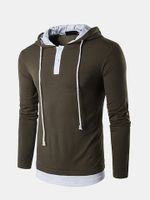 Mens False Two Pieces Hooded T-shirt