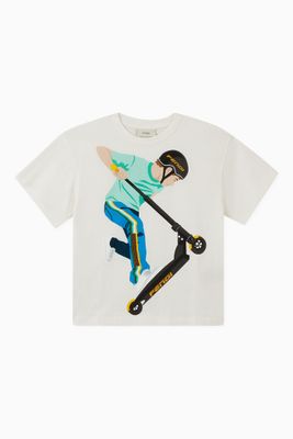 Boy on Scooter T-shirt in Cotton Boy on Scooter T-shirt in Cotton