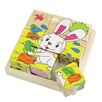 Wooden 3D Puzzle Puzzle For Children's Birthday Gifts Kindergarten Puzzle Toys Wooden 3d Building Block Six Sided Painting Lightinthebox