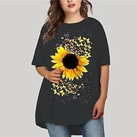 Women's Plus Size Shift Dress Floral Round Neck Half Sleeve Spring Summer Casual Short Mini Dress Causal Daily Dress  Butterfly Lightinthebox - thumbnail