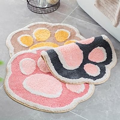 Paw Shape Thickened Door Mat Bathroom Floor Mat Ultrafine Fiber Tufted Carpet Bathroom Entrance Water Absorption Anti Slip Door Mat Flocked Foot Mat miniinthebox