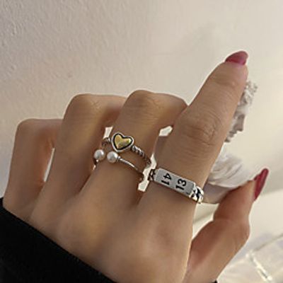 925 sterling silver custom korean ins niche design love pearl open ring female light luxury fashion jewelry Lightinthebox
