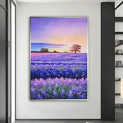 Skilled Artist Hand-painted High Quality Impressionist Lavender Landscape Oil Painting on Canvas Flowers Landscape Oil Painting No Framed Lightinthebox