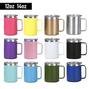 12oz 14oz Coffee Mug with Handle, Stainless Steel Insulated Travel Tumblers with Sliding Lid, Double Wall Vacuum Camping Cup for Hot  Cold Drinks Tea Lightinthebox