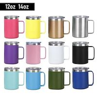 12oz 14oz Coffee Mug with Handle, Stainless Steel Insulated Travel Tumblers with Sliding Lid, Double Wall Vacuum Camping Cup for Hot  Cold Drinks Tea Lightinthebox - thumbnail