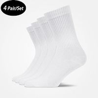 Men's 4 Pairs Socks Tennis Socks Crew Socks White Color Plain Outdoor Daily Holiday Medium Spring, Fall, Winter, Summer Stylish Casual Lightinthebox - thumbnail