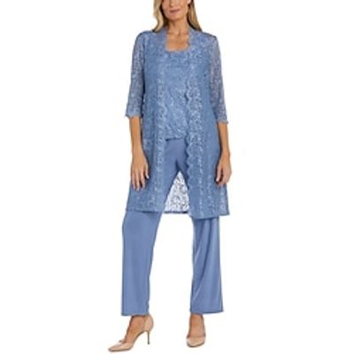 Jumpsuits Mother of the Bride Dress Wedding Guest Elegant Scoop Neck Ankle Length Chiffon Lace Half Sleeve with Ruching Solid Color 2023 Lightinthebox